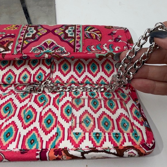 Vera Bradley Tutti Frutti Quilted Cotton Tri-Fold Wallet Clutch with Chain Strap - Picture 6 of 12